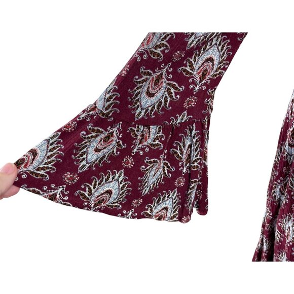 Andree Tunic Top Mini Dress Size S Small Burgundy V-Neck Flutter Sleeve - Picture 4 of 9